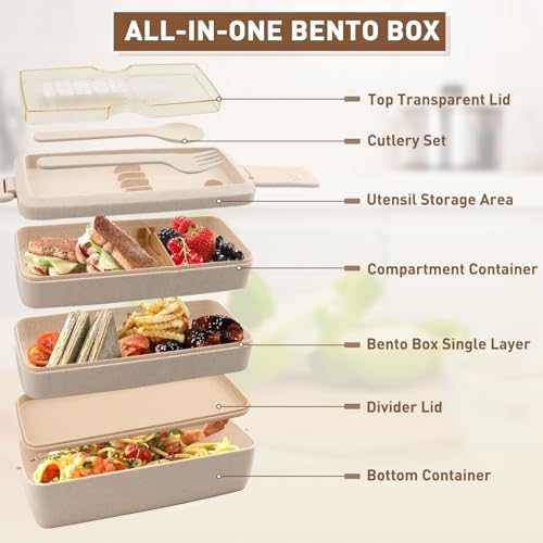 35Pcs Pink Wheat Straw 3 Layer Bento Lunch Box N455