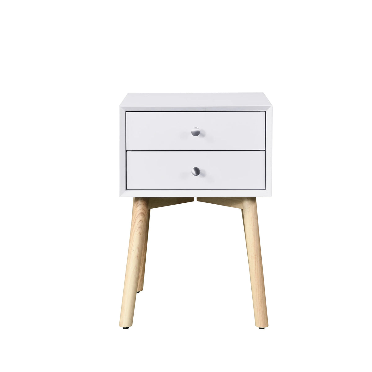 White 2 Drawer Rubber Wood Side Table P370966