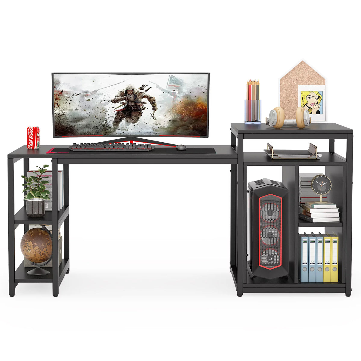 Extra Large Computer Desk with Storage Shelf and Cabinet Y64616
