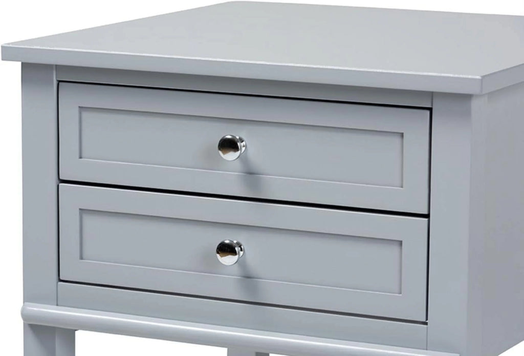 Light Grey 2-Drawer Wood End Table E921271