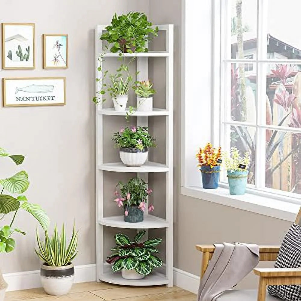 6 Tier 70.9 Inch Tall Corner Bookshelf E9455