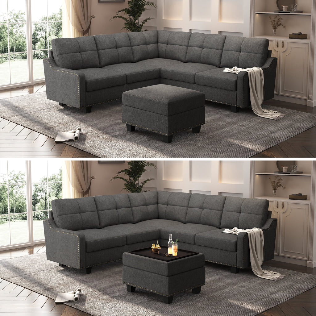 Dark Gray Storage Ottoman O386950
