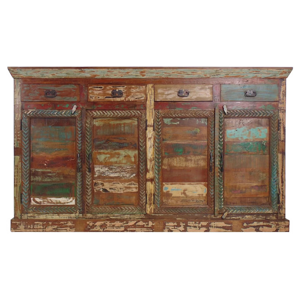 Solid Wood 4-Door 4-Drawer Tall Sideboard Z567802