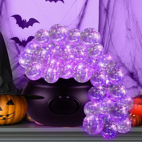 Halloween Cauldron Bowl Set with Clear Plastic Balls and String Light Q242