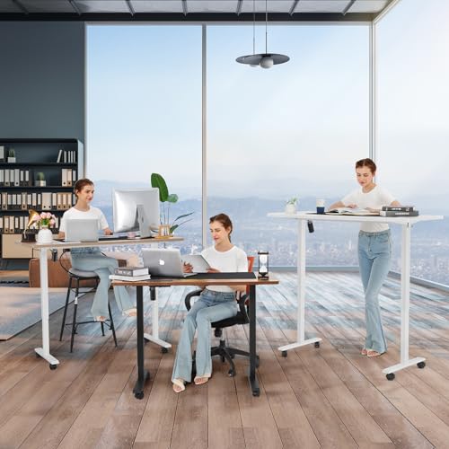 Black Adjustable Electric Standing Desk with Wheels T6188
