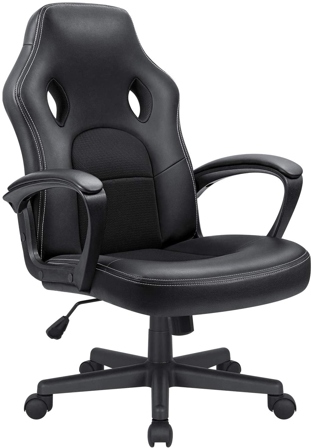 Black Faux Leather Gaming Chair with Lumbar Support J361520