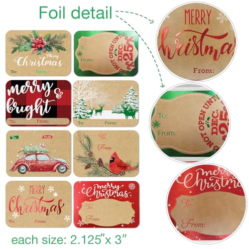 80 Count Foil Christmas Tag Stickers O328