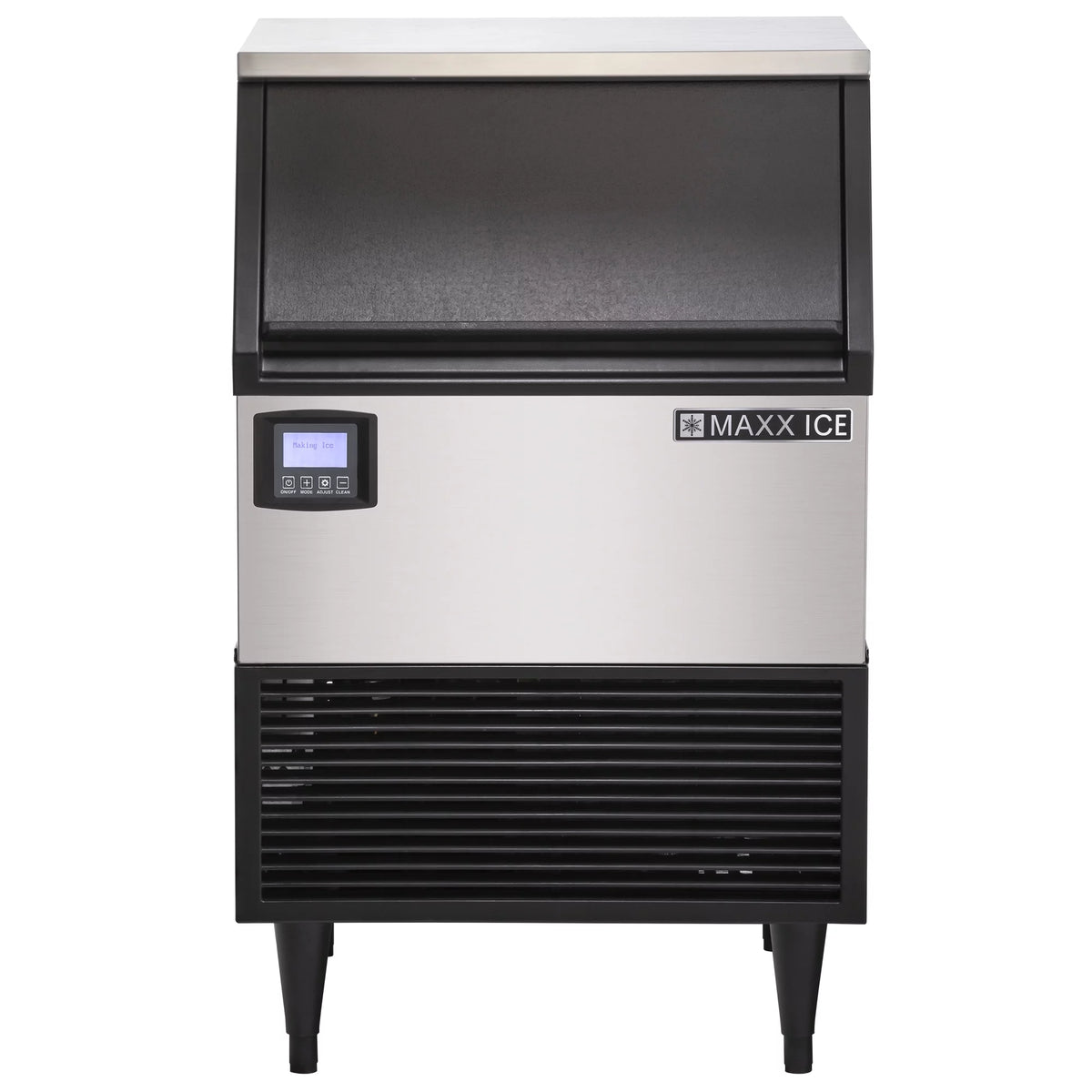 Self-Contained Ice Machine, 150 lbs, Half Dice Ice Cubes, 75 lb Built-in Ice Storage Bin, Stainless Steel with Black Trim U405368