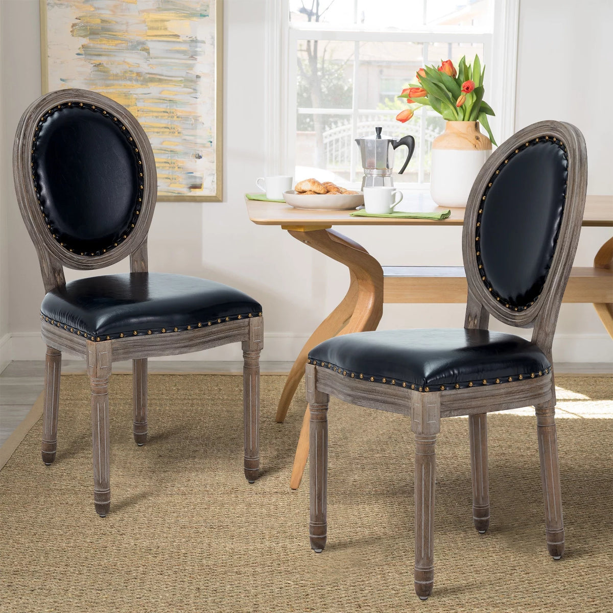 Brown Leather Dining Chairs Set of 2 P13172