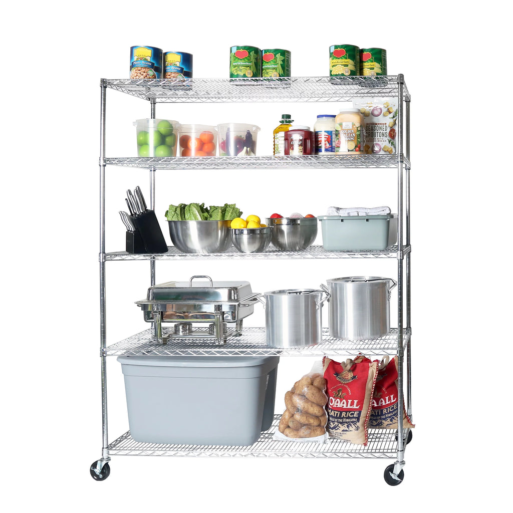 5-Tier Steel Wire Shelving with Wheels Z241003