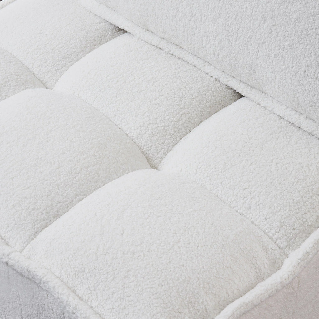 White Teddy Fabric Armless Accent Chair with Cushion F95137