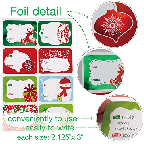 80 Count Foil Christmas Tag Stickers O328