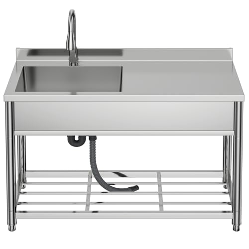Stainless Steel Single Bowl Commercial Sink with Drainboard Z178
