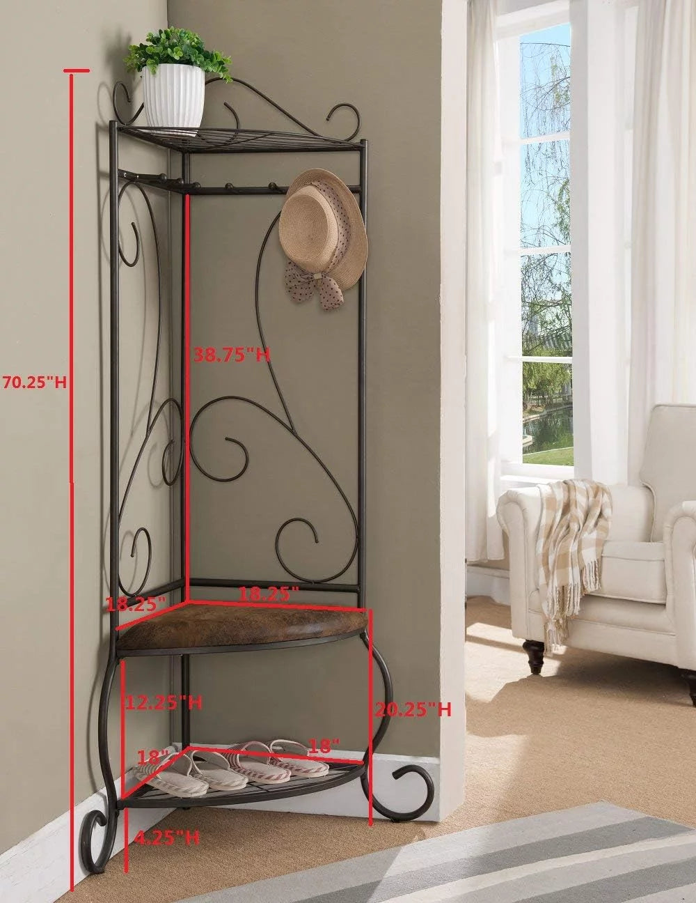 Corner Entryway Bench With Coat Rack T291