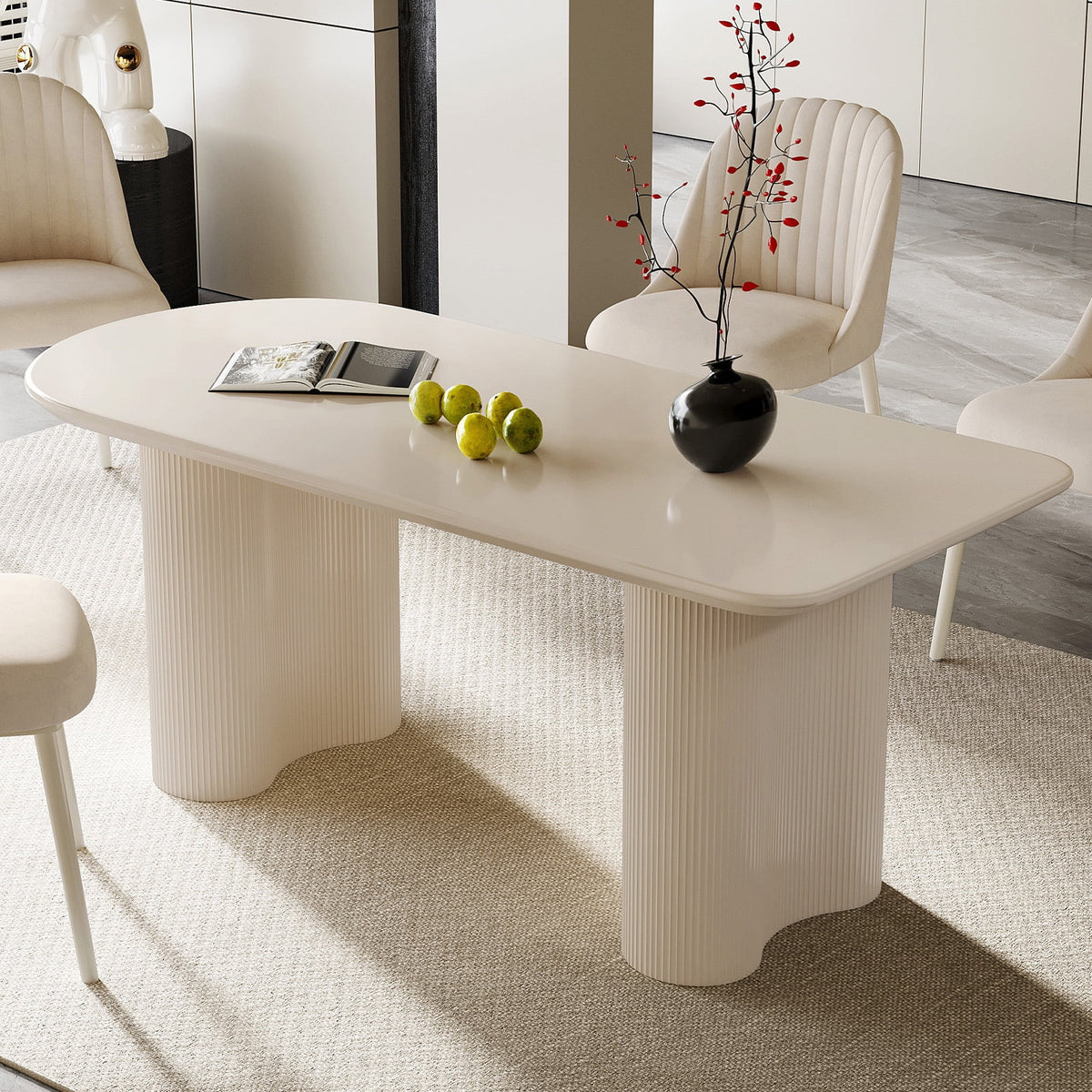 70.86'' Oval White Dining Table O5826
