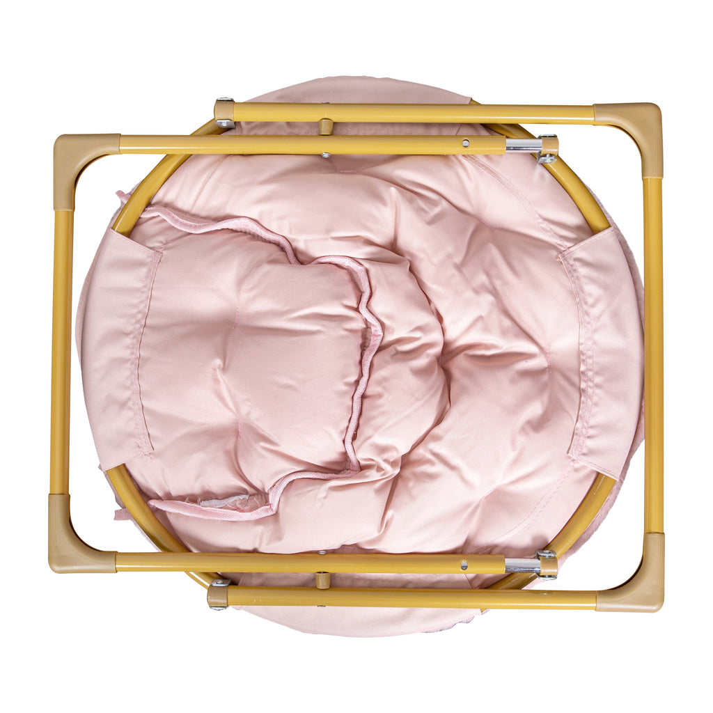 Blush Faux Fur Kids Mini Folding Saucer Chair I69161