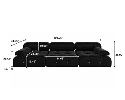 Black Velvet L-Shaped Sectional Sofa with Reversible Chaise Ottoman T195