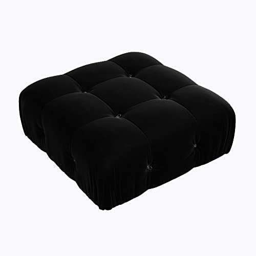 Black Velvet L-Shaped Sectional Sofa with Reversible Chaise Ottoman T195