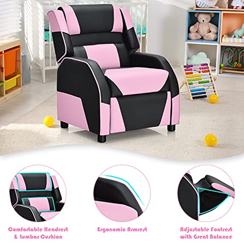 Kids Recliner Chair with Footrest and Lumbar Support, Red O135