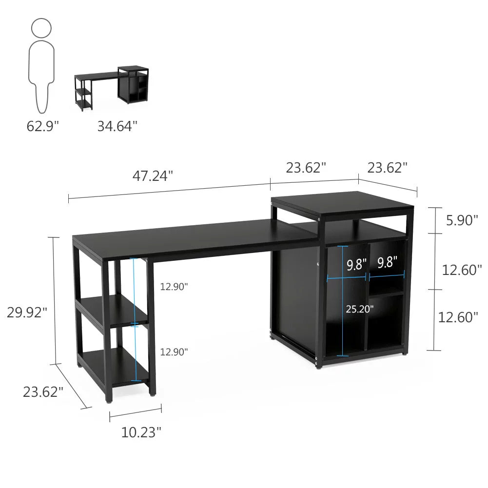 Extra Large Computer Desk with Storage Shelf and Cabinet Y64616