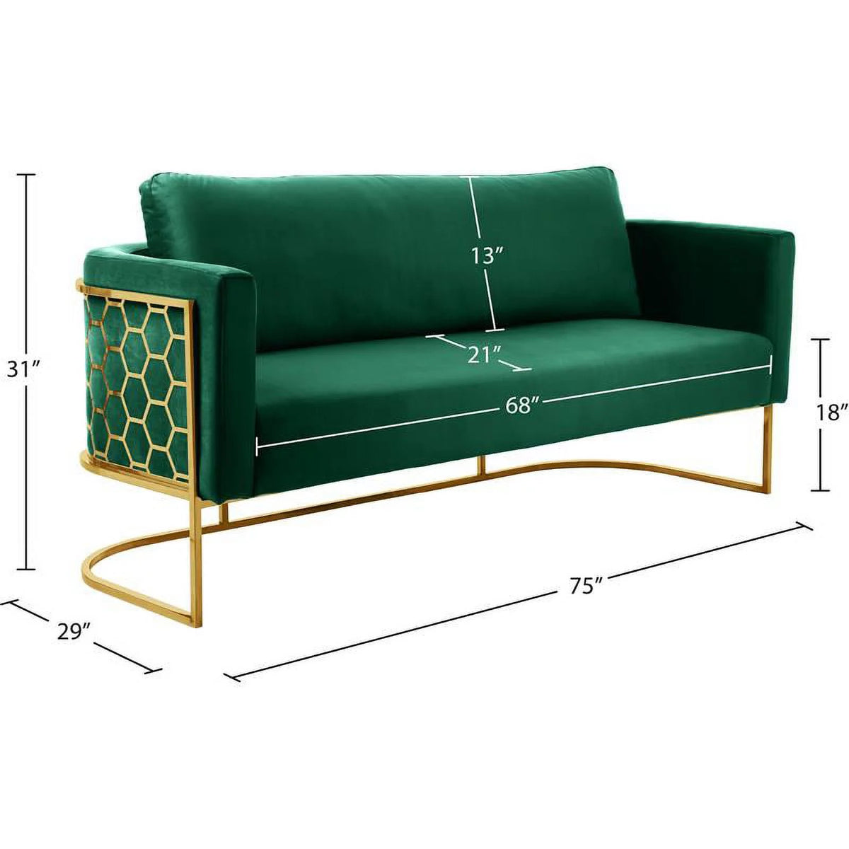 Green Velvet Sofa with Gold Metal Base Q5524